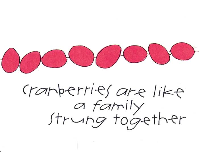 Cranberries are like a family strung together